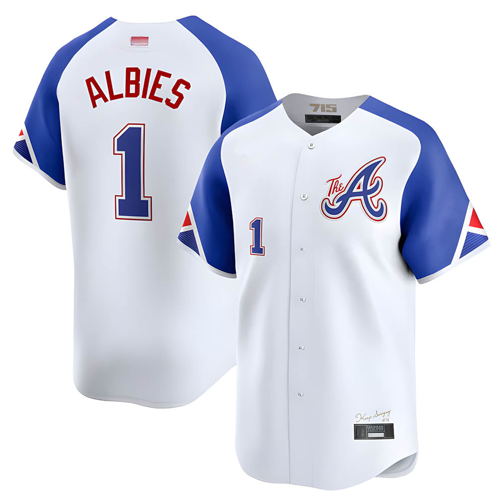 Kdoa A.Braves #1 Ozzie Albies Player Blue City Connect Stitched Jerseys