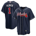 Kdoa A.Braves #1 Ozzie Albies Player Navy Alternate Stitched Jerseys