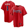 Kdoa A.Braves #1 Ozzie Albies Player Red Alternate Stitched Jerseys