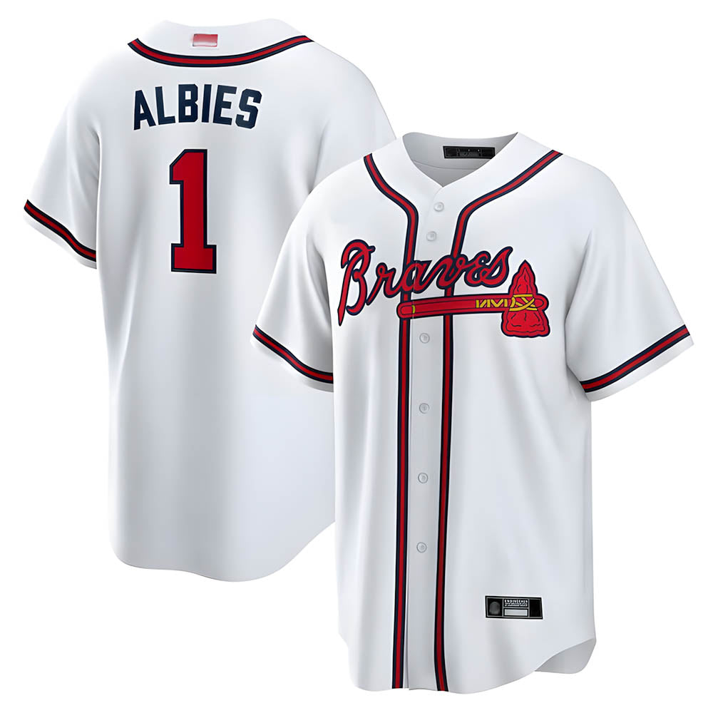 Kdoa A.Braves #1 Ozzie Albies Player White Alternate Stitched Jerseys