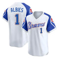Kdoa A.Braves #1 Ozzie Albies Player White Limited Throwback Cooperstown Collection Stitched Jerseys