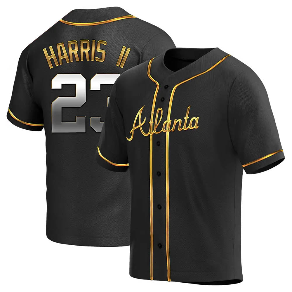 Kdoa A.Braves #23 Michael Harris II player Gold Replica Black en Alternate Stitched Jerseys