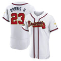 Kdoa A.Braves #23 Michael Harris II player White&Gold Authentic Program Stitched Jerseys