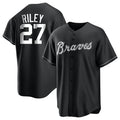 Kdoa A.Braves #27 Austin Riley Player Black&White Replica Stitched Jerseys