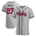 Kdoa A.Braves #27 Austin Riley Player Gray Authentic Road Stitched Jerseys