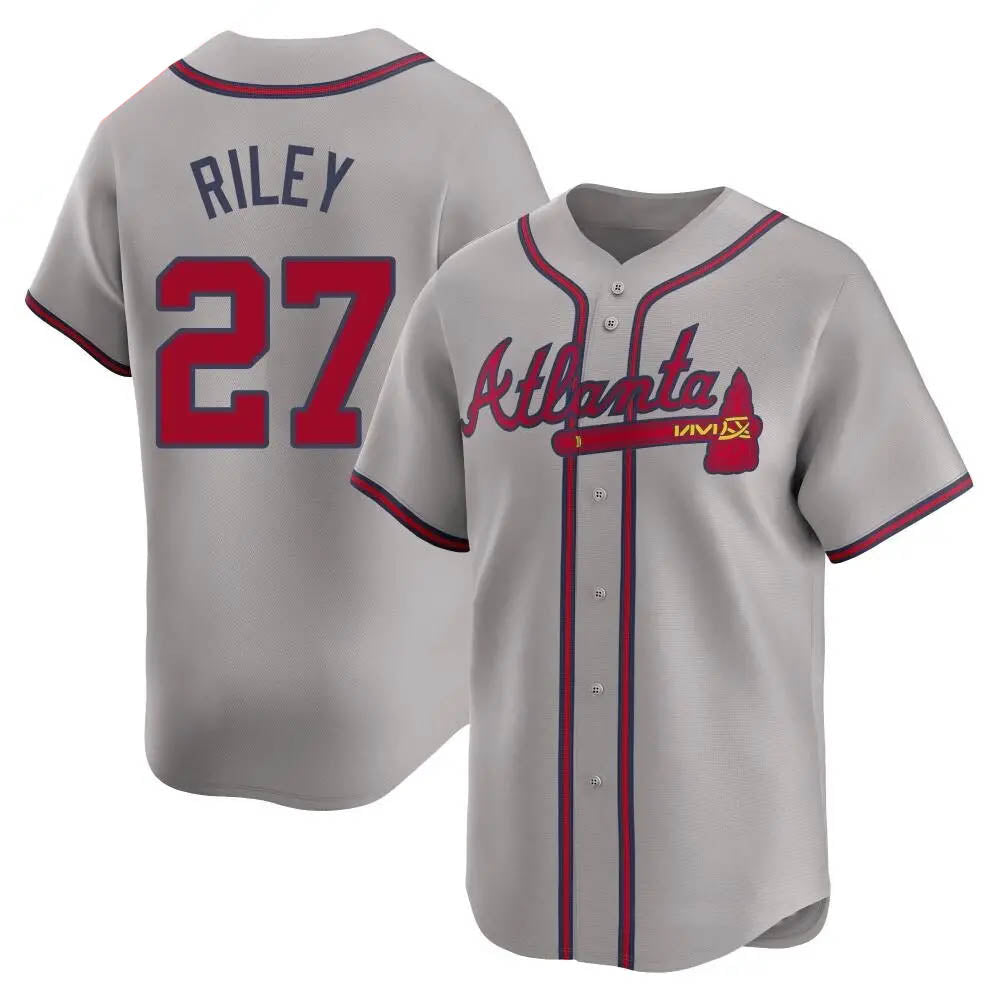 Kdoa A.Braves #27 Austin Riley Player Gray Limited Away Stitched Jerseys
