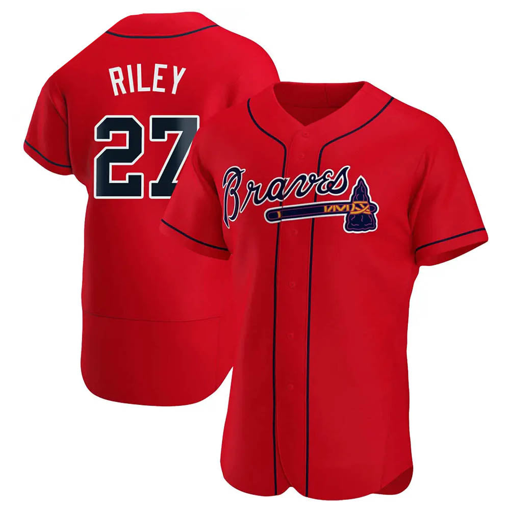 Kdoa A.Braves #27 Austin Riley Player Red Authentic Alternate Stitched Jerseys
