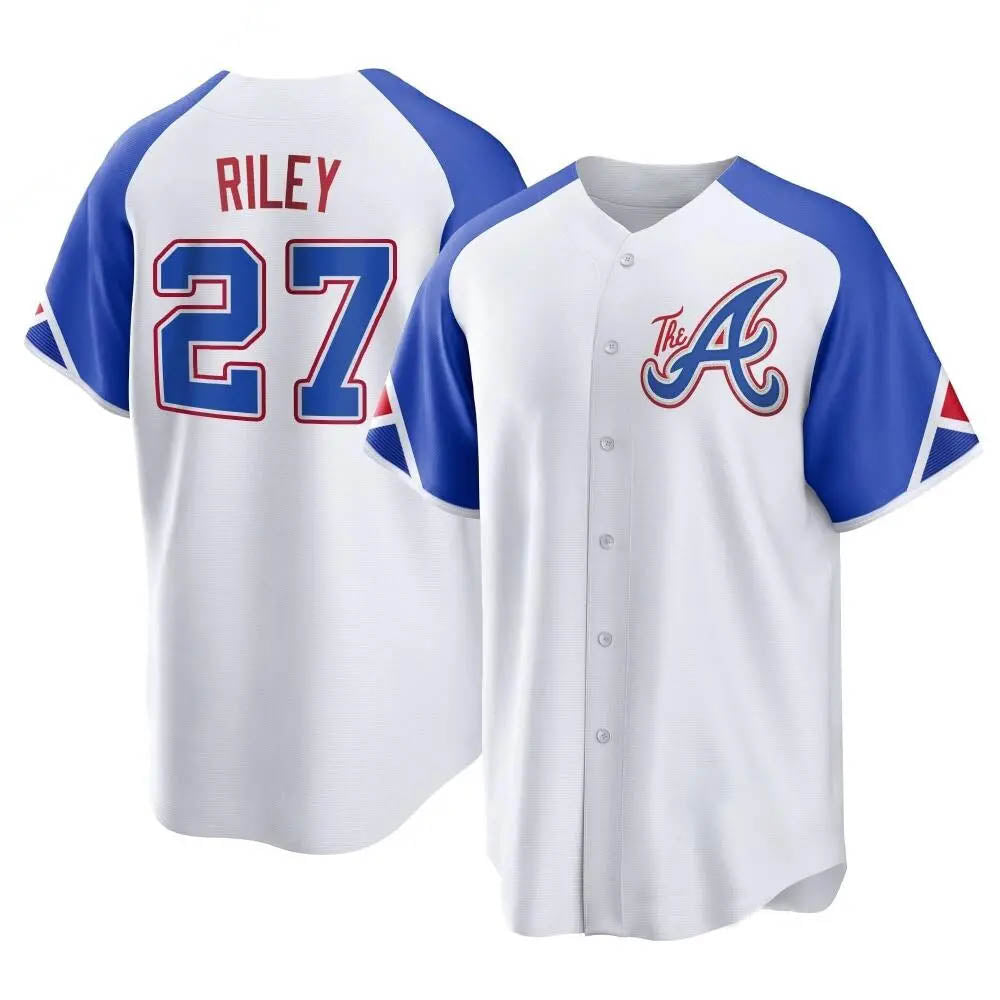 Kdoa A.Braves #27 Austin Riley Player White Replica City Connect Stitched Jerseys
