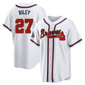 Kdoa A.Braves #27 Austin Riley Player White&Gold Replica Program Stitched Jerseys