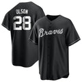 Kdoa A.Braves #28 Matt Olson Player Black&White Replica Stitched Jerseys