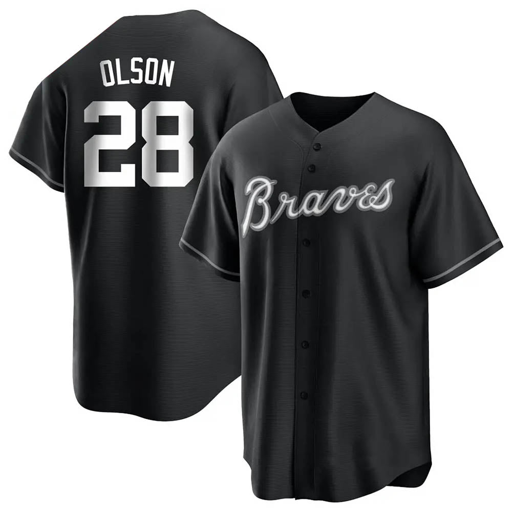 Kdoa A.Braves #28 Matt Olson Player Black&Gold Replica en Alternate Stitched Jerseys