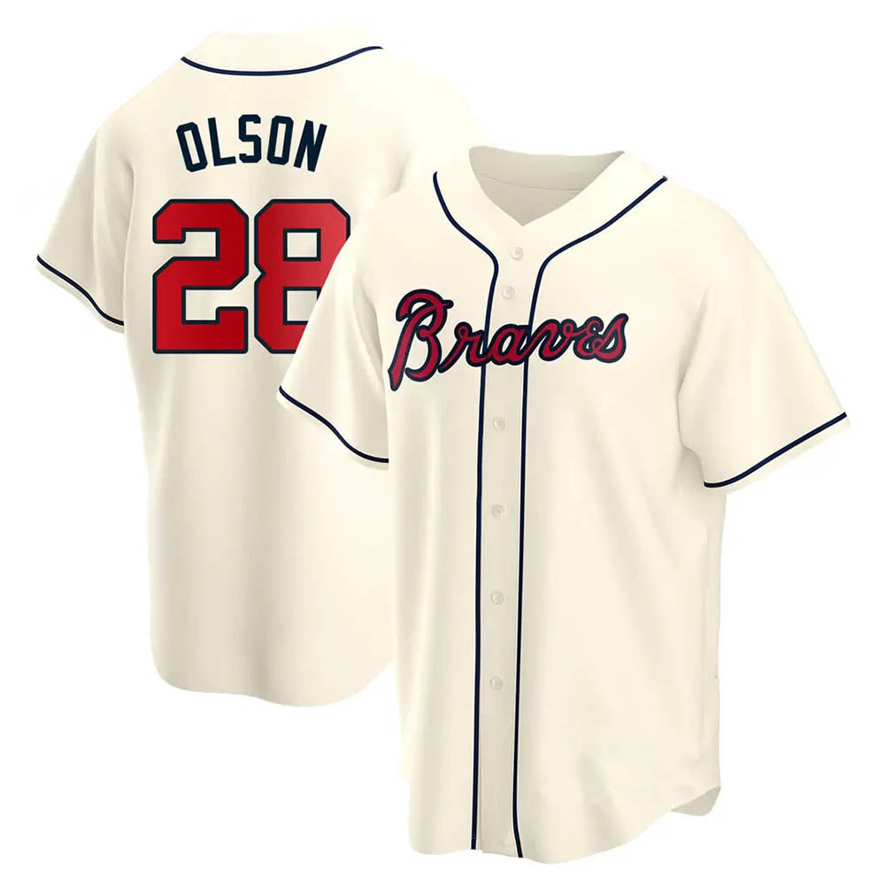 Kdoa A.Braves #28 Matt Olson Player Cream Replica Alternate Stitched Jerseys