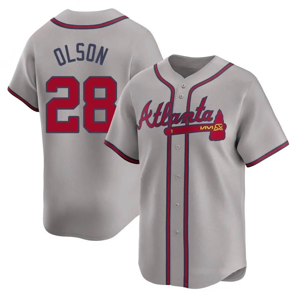 Kdoa A.Braves #28 Matt Olson Player Gray Limited Away Stitched Jerseys
