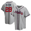 Kdoa A.Braves #28 Matt Olson Player Gray Replica Road Stitched Jerseys