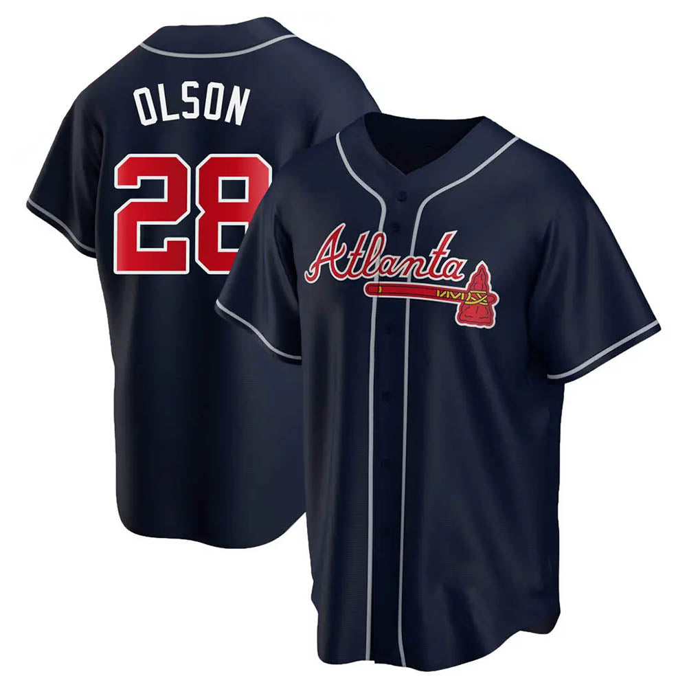 Kdoa A.Braves #28 Matt Olson Player Navy Replica Alternate Stitched Jerseys