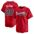 Kdoa A.Braves #28 Matt Olson Player Red Limited Alternate Stitched Jerseys