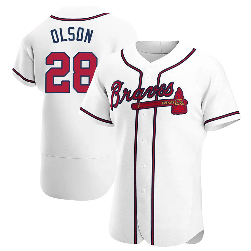 Kdoa A.Braves #28 Matt Olson Player White Authentic Home Stitched Jerseys