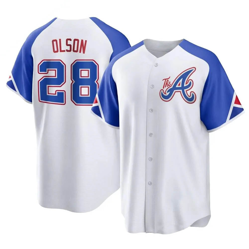 Kdoa A.Braves #28 Matt Olson Player White Replica City Connect Stitched Jerseys