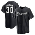 Kdoa A.Braves #30 Drake Baldwin player Black&White Replica Stitched Jerseys