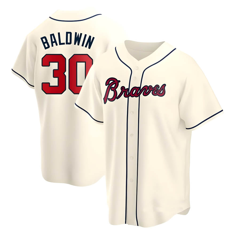 Kdoa A.Braves #30 Drake Baldwin player Cream Replica Alternate Stitched Jerseys