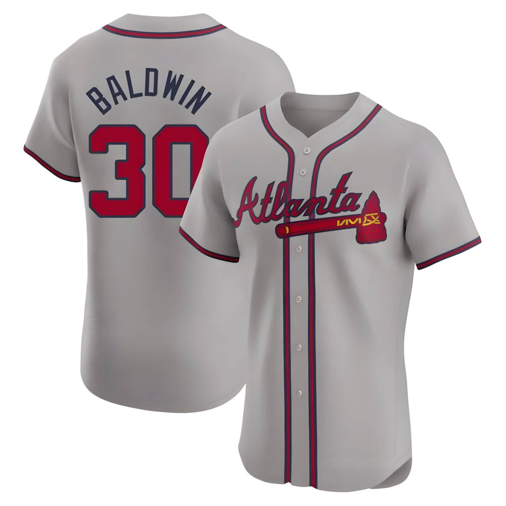 Kdoa A.Braves #30 Drake Baldwin player Gray Elite Road Stitched Jerseys