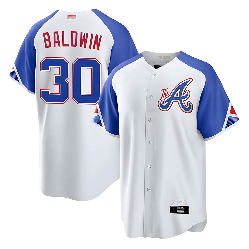 Kdoa A.Braves #30 Drake Baldwin player White City Connect Stitched Jerseys