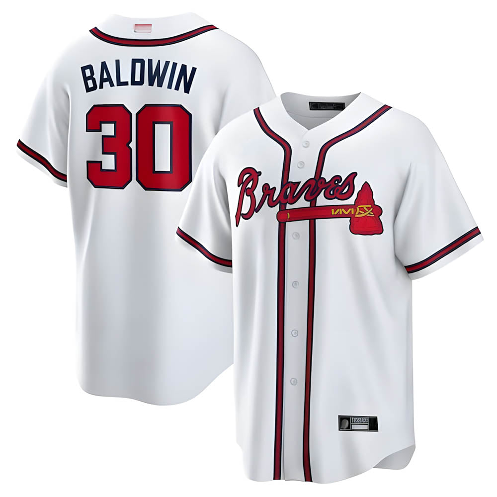 Kdoa A.Braves #30 Drake Baldwin player White Home Replica Stitched Jerseys