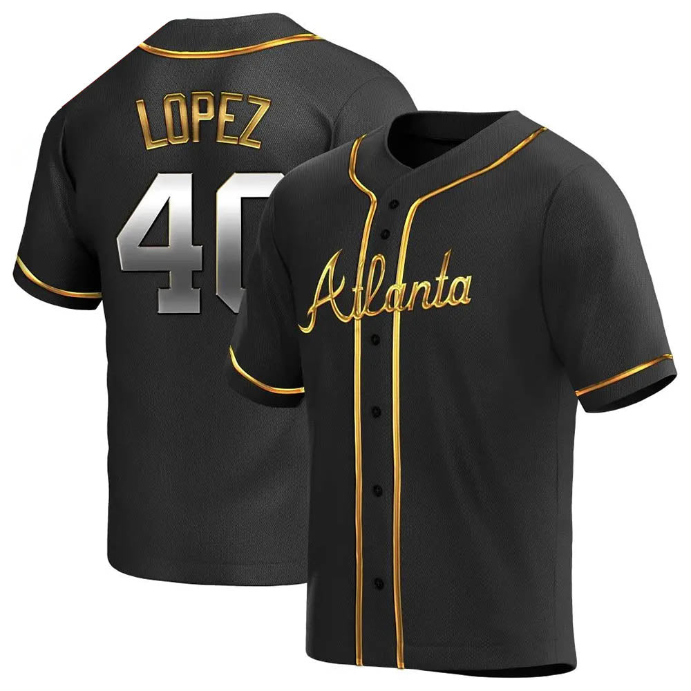 Kdoa A.Braves #40 Reynaldo Lopez player Black & Gold Replica en Alternate Stitched Jerseys