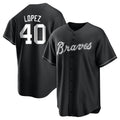 Kdoa A.Braves #40 Reynaldo Lopez player Black&White Replica Stitched Jerseys