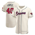 Kdoa A.Braves #40 Reynaldo Lopez player Cream Authentic Alternate Stitched Jerseys
