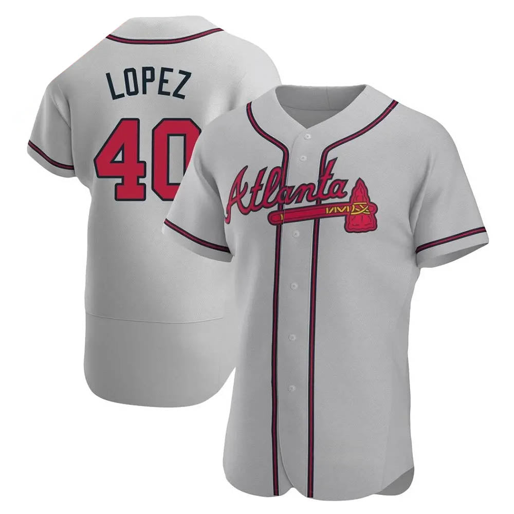 Kdoa A.Braves #40 Reynaldo Lopez player Gray Authentic Road Stitched Jerseys