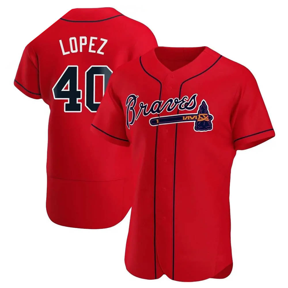 Kdoa A.Braves #40 Reynaldo Lopez player Red Authentic Alternate Stitched Jerseys
