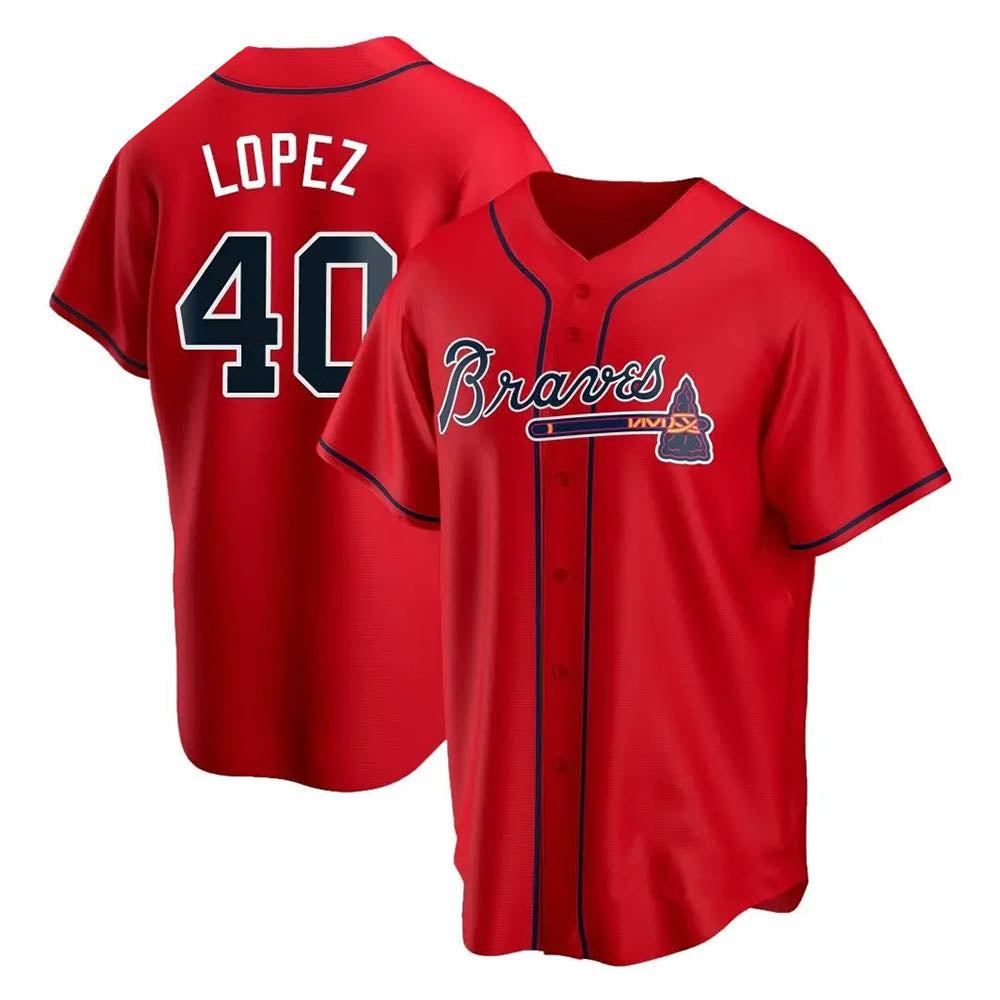 Kdoa A.Braves #40 Reynaldo Lopez player Red Replica Alternate Stitched Jerseys