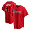 Kdoa A.Braves #40 Reynaldo Lopez player Red Replica Alternate Stitched Jerseys