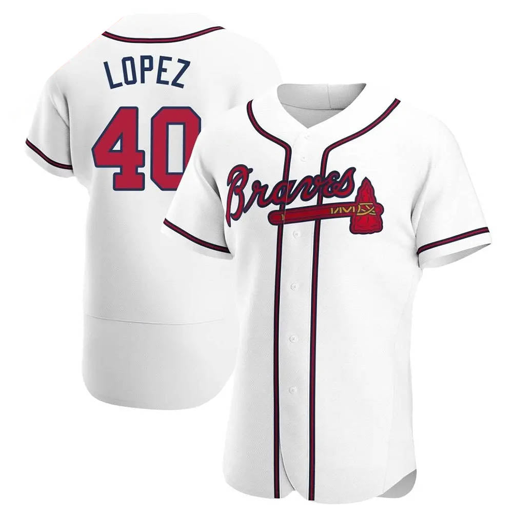 Kdoa A.Braves #40 Reynaldo Lopez player White Authentic Home Stitched Jerseys