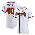 Kdoa A.Braves #40 Reynaldo Lopez player White&Gold Authentic Program Stitched Jerseys