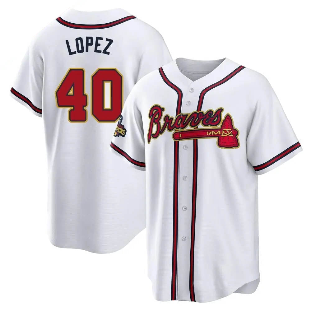 Kdoa A.Braves #40 Reynaldo Lopez player White&Gold Replica Program Stitched Jerseys