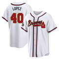 Kdoa A.Braves #40 Reynaldo Lopez player White&Gold Replica Program Stitched Jerseys
