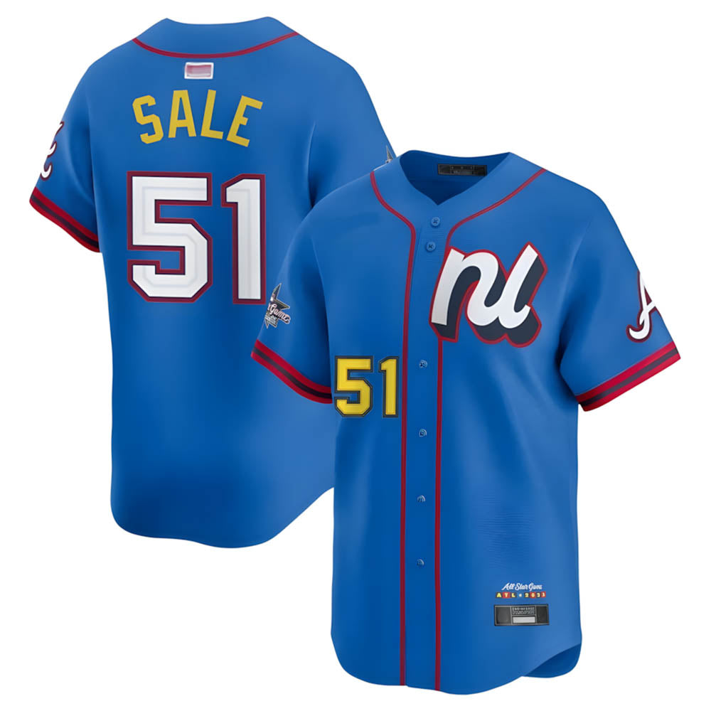 Kdoa A.Braves #51 Chris Sale Player Blue National League Limited Stitched Jerseys