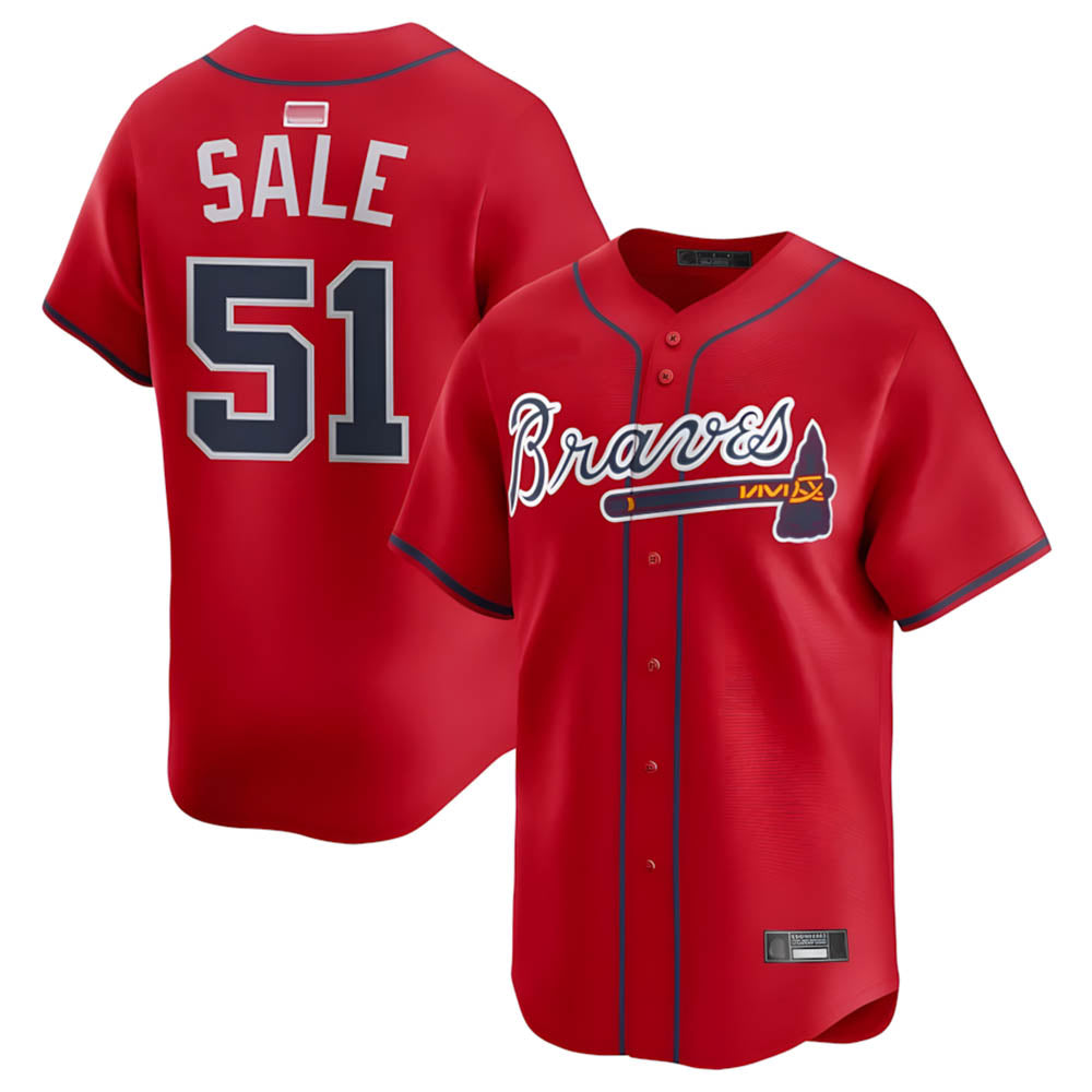 Kdoa A.Braves #51 Chris Sale Player Red Alternate Limited Stitched Jerseys