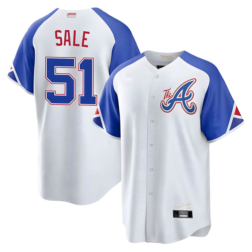 Kdoa A.Braves #51 Chris Sale Player White City Connect Limited Stitched Jerseys