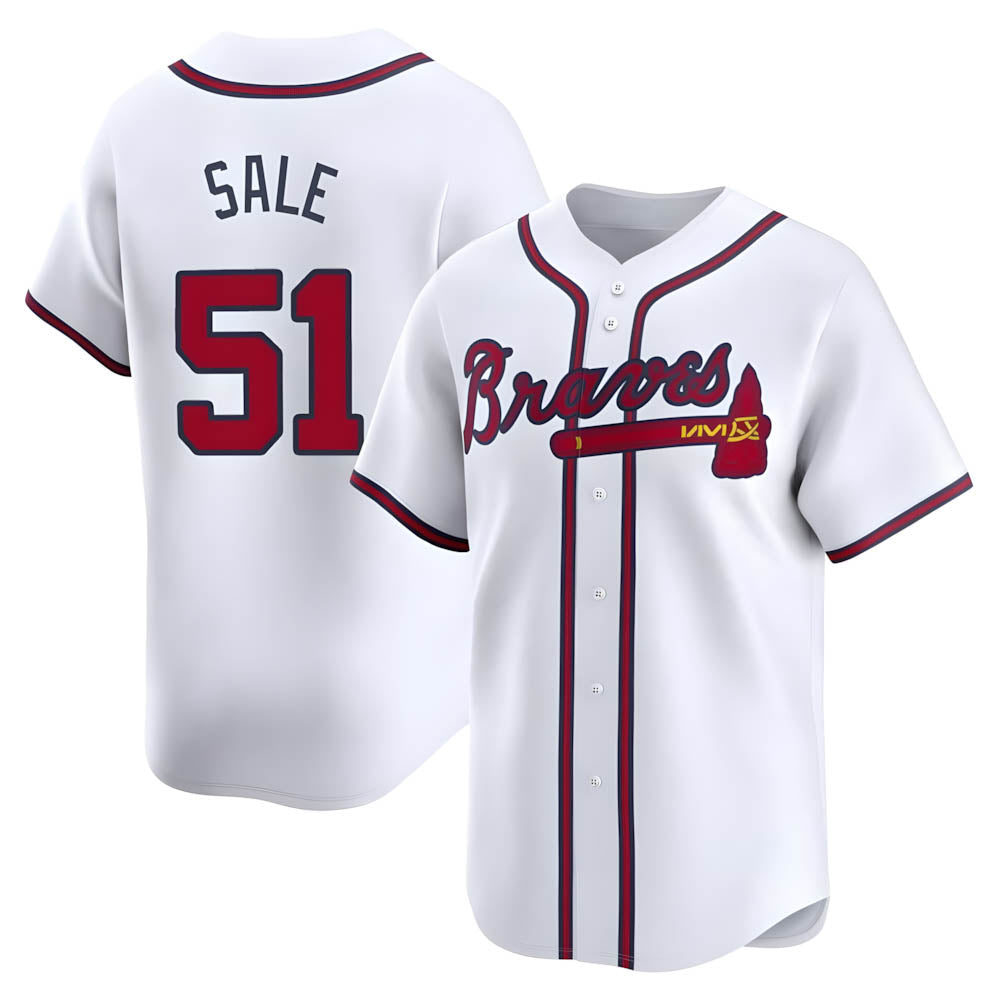 Kdoa A.Braves #51 Chris Sale Player White Limited Home Stitched Jerseys