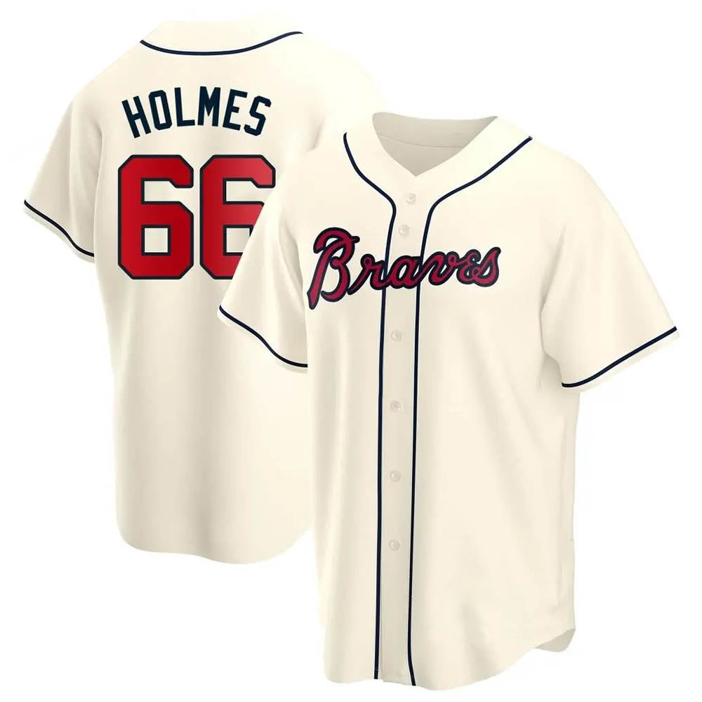 Kdoa A.Braves #66 Grant Holmes Player Cream Replica Alternate Stitched Jerseys