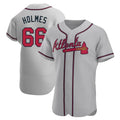 Kdoa A.Braves #66 Grant Holmes Player Gray Authentic Road Stitched Jerseys