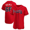 Kdoa A.Braves #66 Grant Holmes Player Red Authentic Alternate Stitched Jerseys