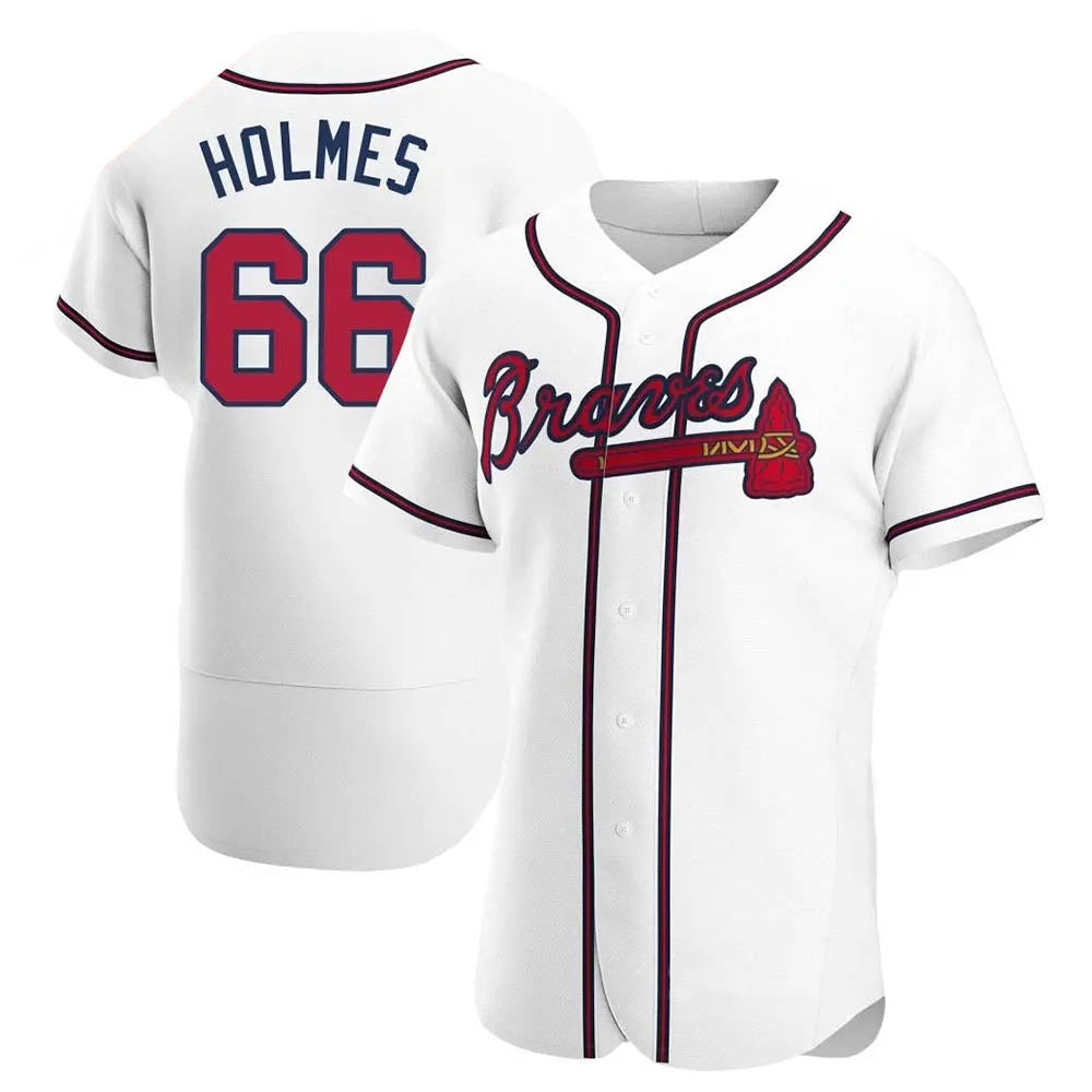 Kdoa A.Braves #66 Grant Holmes Player White Authentic Home Stitched Jerseys