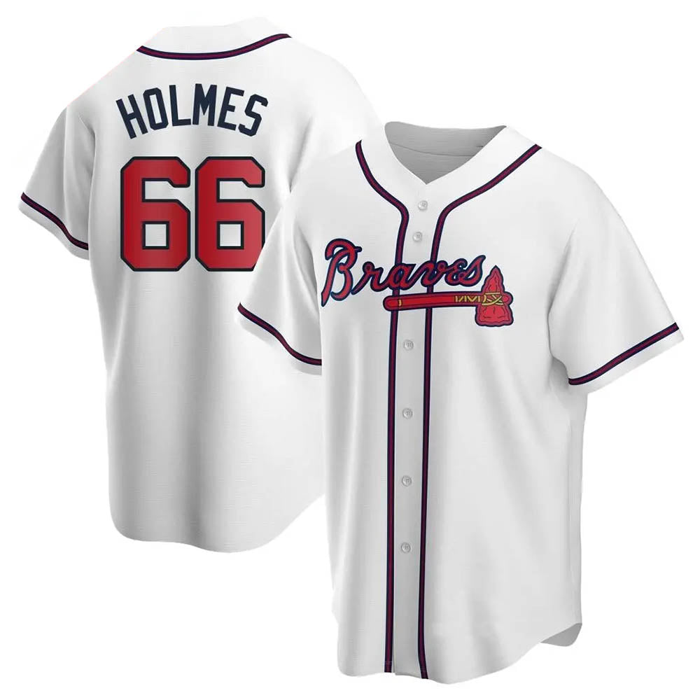 Kdoa A.Braves #66 Grant Holmes Player White Replica Home Stitched Jerseys