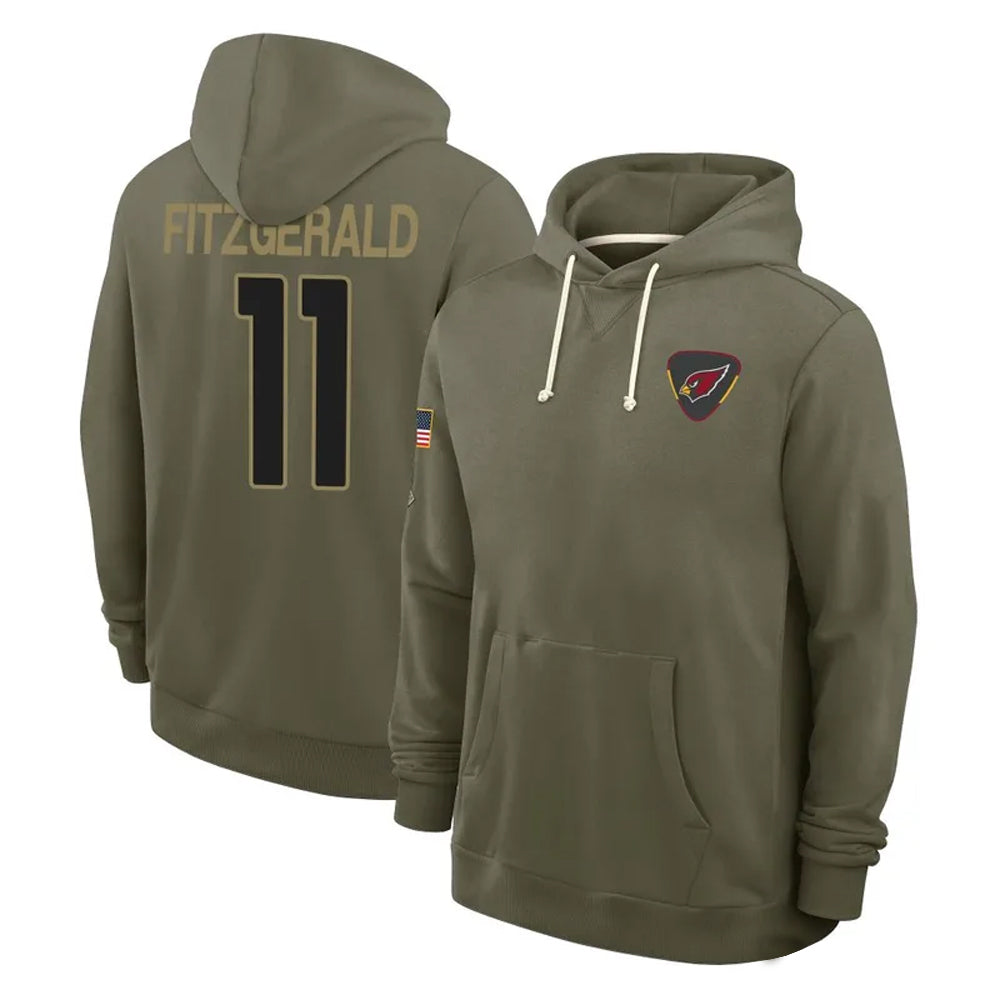 Kdoa A.Cardinals #11 Larry Fitzgerald Player Olive Salute to Service Hoodies Stitched Jerseys