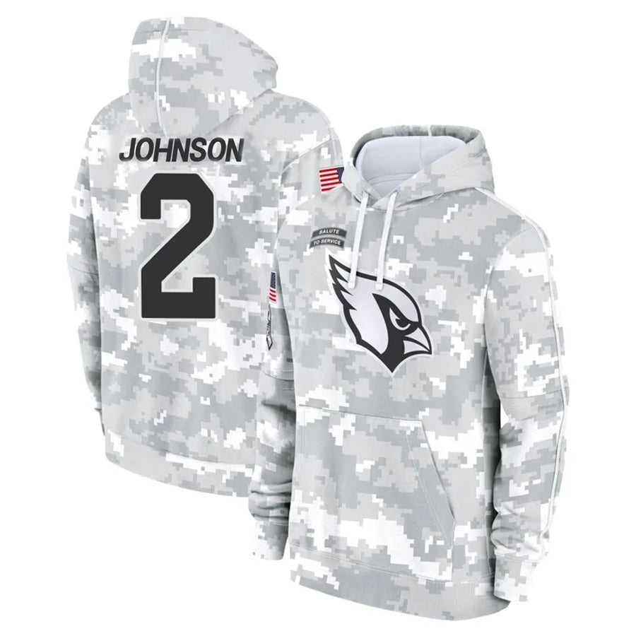 Kdoa A.Cardinals #2 Will Johnson Player Camo Salute to Service Hoodies Stitched Jerseys