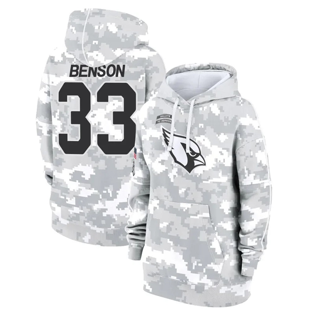 Kdoa A.Cardinals #33 Trey Benson Player Arctic Camo Salute to Service Hoodies Stitched Jerseys